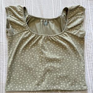 Brandy Melville green floral Eden crop top